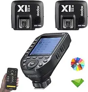 Godox XProII XProII-N Trigger with 2×Godox X1R-N Receiver for Nikon, Wireless Transmitter 2.4G TTL HSS 1/8000S Bluetooth Connection, New Hotshoe Locking Large Screen Trigger for Nikon Cameras