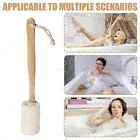 2025 Brand New Natural Loofah Scrubber Long Wood Handle Exfoliating Back Brush