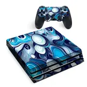 PS4 Pro Console Skins Decal Wrap ONLY - Mixed Blue Bubbles Glass