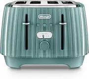 [De'Longhi] Ballerina Toaster, 4 Slot Toaster, Reheat, 5 Browning Settings, Defrost and Cancel Functions, Pull Crumb Tray, CTD4003.GR, 1800W, UK PLUG, Green