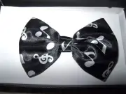 Kids Boys Girls Black with White Musical Notes Adjustable Strap Bow Tie-New!