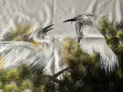 Embroidered Handmade Needlework Picture Art Vietnamese Snow Egrets Signed 43x31