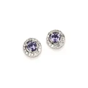 Sterling Silver Diamond u0026 Tanzanite Circle Post Earrings