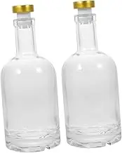 LIGIGWASH 2PCS Thickened Transparent Glass Wine Bottle Capacity Elegant Vodka Liquor Container Sturdy Slip Base Easy Clean Widened Opening for Home and Bar Use