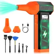 BGFOX Electric Compressed Air Duster,130,000 RPM Compressed Air Duster Alternative,Rechargeable Air Can Duster for Computer,Car,Campfire,Outdoor & Home Cleaning with LED Screen & 4 Speeds