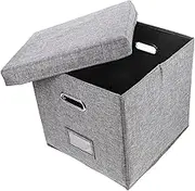 MAGICLULU Box Vinyl Record Storage Box with Lid Stylish Home Storage Holder for Files Albums Grey Design for Tidy Organization Office Living Space