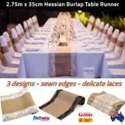 2.75m Table Runner Hessian Burlap Lace Rustic Vintage Decoration Wedding Event