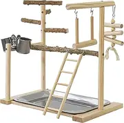 Gym Bird Playground - Bird Swing Climbing Ladder | Swing Chew Exercise Toys with Tray and Cups | Playground Cage | Smaller Perches Exercise Play Gym | Toys for Cockatiel Parakeet