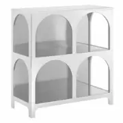 Design Square Wilkins Arched Cube 2 X 2 Levels Low Bookcase Display Shelves Whit