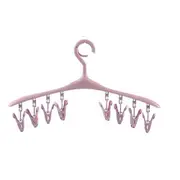 10pcs Plastic Clothes Hanger Coat Hanger Laundry Storage Drying Hanger With 8 Clips Hanging Hooks