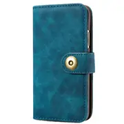 Magnetic Absorption Detachable Retro Style Horizontal Flip Leather Case For Iphone Xr With Holder and Card Slots and Wallet (Blue)