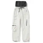 Men And Women Ski Pants Outdoor Windproof, Waterproof, Warm and Thick Snowboard Ski Pants White XL