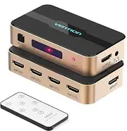 HDMI Switch 4K, HDMI Splitter 5 in 1 Out, HDMI Switcher Selector with IR Remote Control Support 4K @ 30Hz 3D UHD Compatible with PS5, PS4, PS3, Xbox, DVD, TV, Blu-ray, Projector