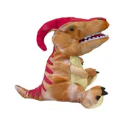 Johnco Plush Hand Dinosaur Puppet Role Play Toy Parasaurolophus Brown Kids 3y+