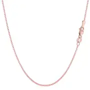14k Rose Solid Gold Mirror Box Chain Necklace, 0.6mm