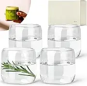 KIVY Glasses Set [4 x 240 ml] Made of High-Quality Borosilicate Glass - Drinking Glasses Set Modern - Glasses Aesthetic - Water Glasses Set - Glasses - Small Water Glass - Iced Coffee Glasses -