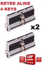 2 x Security Screen door cylinder Whitco 5 Pin Lock Barrel 4 Keys key alike