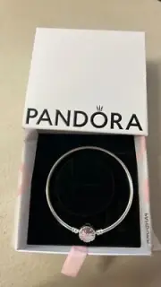 Pandora Sterling Silver Bangle Meduim With Box NEW
