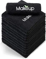 Orighty Makeup Remover Wash Cloths - Super Soft & Quick Dry Microfiber Face Towel, Absorbent Washcloths for Cleansing, Fingertip Face Towels for Makeup Removal, 13 x 13 inch, Pack of 12, Black