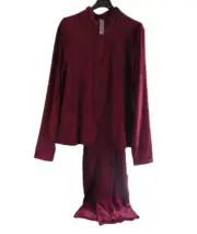 Women's Winter Tracksuit 2 Piece Set Wine Activewear Zip Sweatshirt Pants Sport