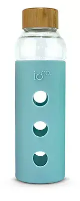 IOco Glass Water Bottle with Bamboo Lid - Cool Breeze