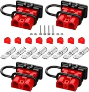 Mellisso Anderson Connector, 50AMP 6-12 Gauge Battery Quick Connect with Dust Plug 12V-36V Anderson Plug Disconnect