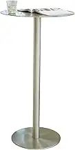 Round Stainless Steel Dining Kitchen Table, Tall Bistro Pub Table, Cocktail Bar Table with Large Base for Home, Office, Living Room and Kitchen, Easy Assembly(50x95cm)