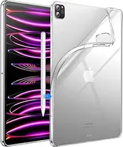 JETech Case for iPad Pro 12.9-Inch 2022/2021 (6th/5th Generation), Soft TPU Transparent Slim Shockproof Tablet Cover, Support Pencil 2nd Charging (Clear)
