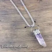 One-Of-A-Kind Chevron Amethyst Shard Pendant Necklace Handmade