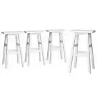 4x Bar Stools Kitchen Chairs Wooden White