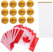 KICHOUSE Pack Canada Flags Mini Table Flags Stick and Base for Office Party Decorations