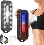 LED Clip Lamp, 5 Light Modes Running Light Small Headlamp Adjustable Headlamp USB Lamp IPX4 Waterproof Rechargeable Flashing Light with Red Light Lighting Effects for Jogging Camping