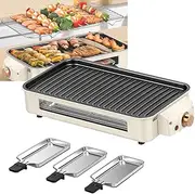 Multifunction Electric Barbecue, 1500W Electric Smokeless Barbecue Grill with Grill Net & 3 Non-Stick Cooking Plate, Skewers Machine with Adjustable Temperature Control, for Kitchen