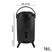 SOGA Insulated Stainless Steel Beverage Dispenser with Faucet 16L (Black)