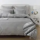 Black Plaid Queen Size Duvet Cover Set 100% Cotton Geometric Checker Bedding Tee