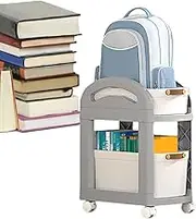 Generico Small Desk Cart with Wheels, 2-Tier Rolling Trolley, Trolley Cart for Textbook Storage, Rolling Storage Cart for, Mobile Trolley Cart With Shelves, Desk Organizer Wheels, Compact Rolling