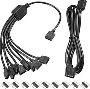 uxcell 4 Pin 10mm RGB LED Strip Light Connector 1 to 2 Female Splitter Cable 1M Length Black with 1M Extension Cable