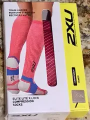 2XU Elite Lite X:Lock Compression OTC Running Recovery Socks Pink Womens S 7-9.5
