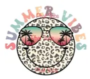 Sublimation Print Summer Vibes Smiley Face Ready To Press Heat Transfer