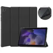 For Samsung Galaxy Tab A8 10.5in (2021) Case, 3-Fold Holder PU Leather Cover, Black