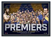 WEST COAST EAGLES 2018 AFL PREMIERS SIGNED PRINT FRAMED OFFICIAL L/E MEMORABILIA