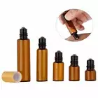 5pcs 1- 10ML Amber Roll On Glass Essential Oil Perfume Bottle Short Sample 10-20