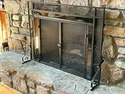 Fireplace Screens Decorative Fireplace Screen with Glass Accents-Black Finish Fireplace Screen Flat Fireplace Screens Decorative Little Surprise
