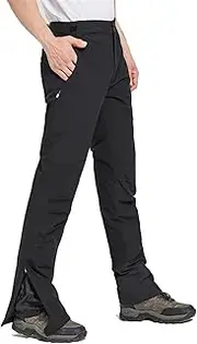 QIULAO Men's Ski Trousers, Black Waterproof Snow Pants, Thick and Cotton Warm, Pant Leg Double Windproof, Outdoor Stormpants, Mountaineering Pants, Cotton Pants (Size : Small)