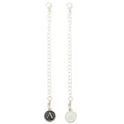 2pcs Bag Hanging Chain Gold Decorative A Letter Charm Chain Strap, White & Black