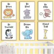 Cute Safari Animal Prints Aesthetic Posters For Nursery Wall Decor Set of 6