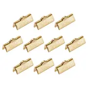 340Pcs Ribbon Crimp Clamp Ends 16mm Cord End Clasp for DIY Craft Light Golden