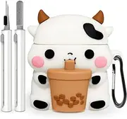 Cute Case for Airpods Case Cover 2/1 with Cleaner kit,3D Cartoon Funny Kawaii Fashion Protective Cover for Airpods 2nd/1st Generation with Keychain,Silicone Airpod Case Accessories for Girls Boys Kids