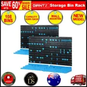 108 Storage Bin Rack Wall Mounted Tools Organiser Peg Wall Bench Garage Giantz
