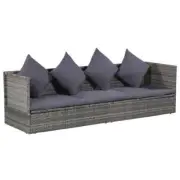 NNEVL Outdoor Sunlounger Poly Rattan 200x60x58 cm Grey